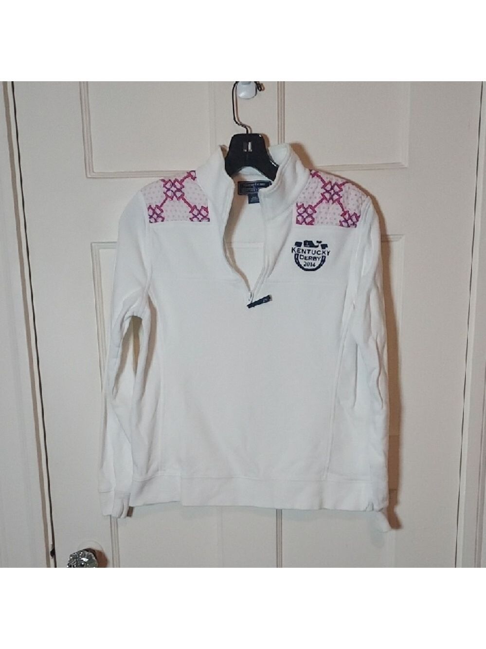 Vineyard Vines Kentucky Derby 1/4 Zip Sweatshirt White Small